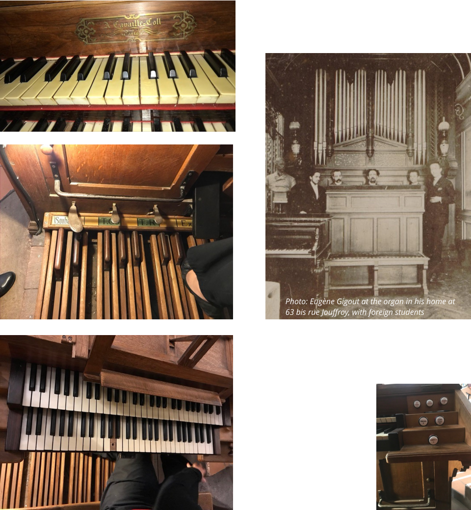 Photo: Eugène Gigout at the organ in his home at 63 bis rue Jouffroy, with foreign students