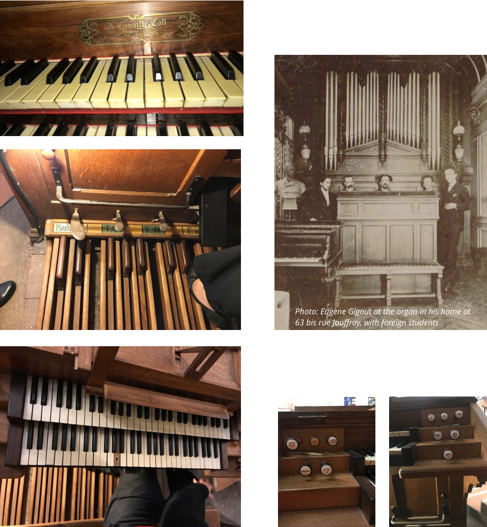 Photo: Eugène Gigout at the organ in his home at 63 bis rue Jouffroy, with foreign students